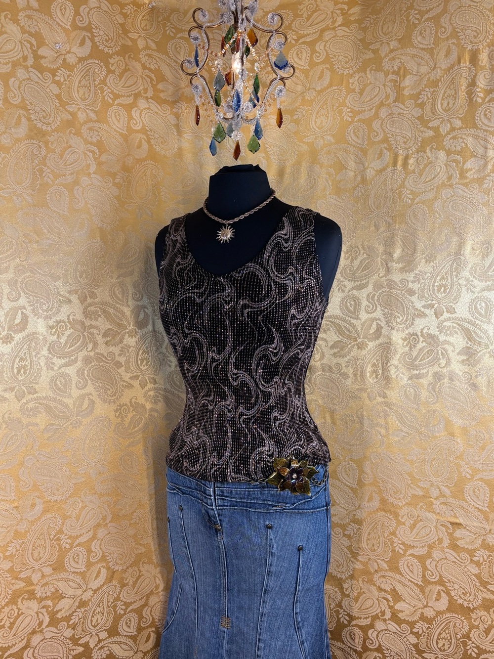 ✨Vintage Y2K Boho Glitter Swirl Tank Top✨
